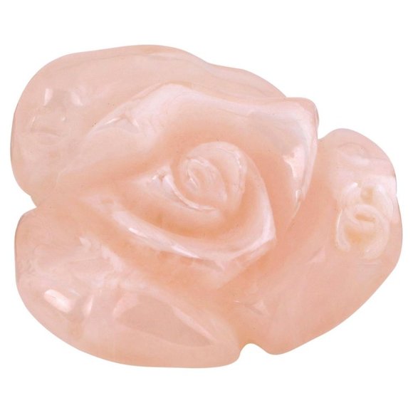 Chanel Rose Quartz Lucite Camellia Flower Ring size 5 - Picture 1 of 4